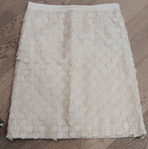 PIAZZA SEMPIONE Cream Embroidered Pencil Skirt SIZE 6/8